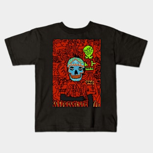 MaleMask NFT with MexicanEye Color and DarkSkin Color - Doodle Style Kids T-Shirt